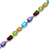 Sterling Silver 15.05CTW Multi-Color Multi-Gemstone Bracelet